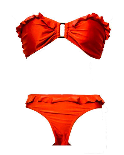 Sexy Red Single Padded Bikini Set - Fancy Bra Panty Set