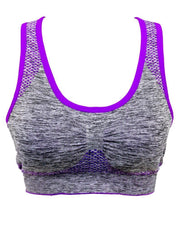 Purple Stripe 3279 Sports & Jim,Yoga Padded Wirefree Bra For Ladies -Girls Sports Bra - By Lubunie