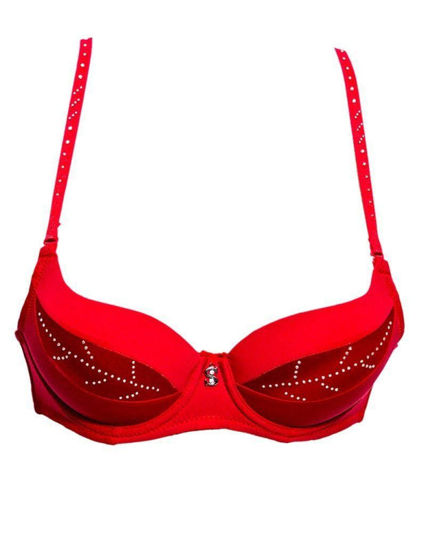 Padding Red Bra Fancy Bridal SH789 Diamond Red Bra- Single Padded,Under Wired Bra - By ...