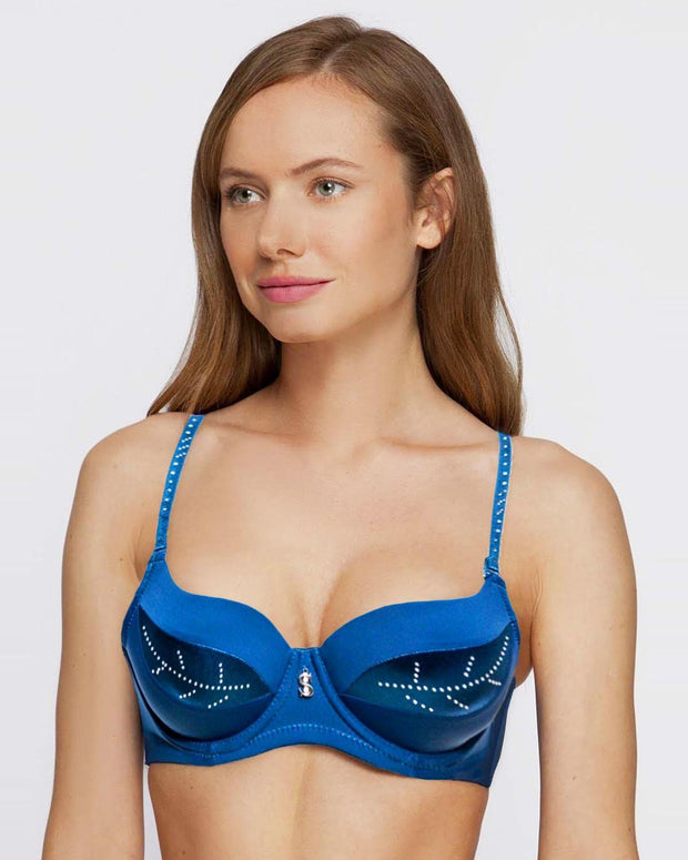 Fancy Bridal SH789 Diamond Blue Bra- Single Padded,Under Wired Bra - By Sister Hood