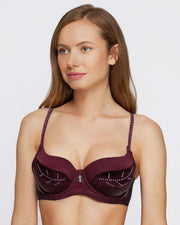 Fancy Bridal SH789 Diamond Maroon Bra- Single Padded,Under Wired Bra - By Sister Hood