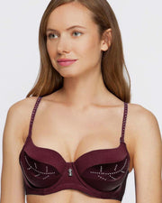 Fancy Bridal SH789 Diamond Maroon Bra- Single Padded,Under Wired Bra - By Sister Hood