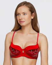 Fancy Bridal SH789 Diamond Red Bra- Single Padded,Under Wired Bra - By Sister Hood