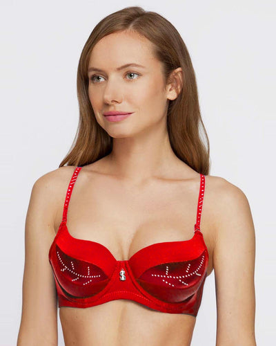 Fancy Bridal SH789 Diamond Red Bra- Single Padded,Under Wired Bra - By Sister Hood
