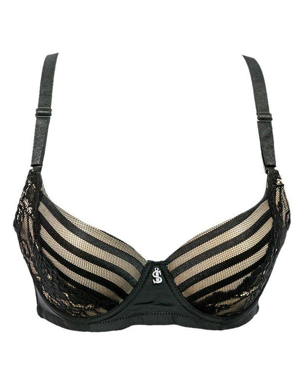 Stylish Bridal Collection Bra SH969 Black - Single Padded,Under Wired Bra - By Sister Hood