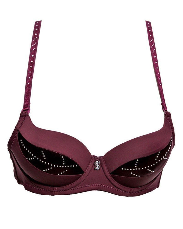 Fancy Bridal SH789 Diamond Maroon Bra- Single Padded,Under Wired Bra - By Sister Hood