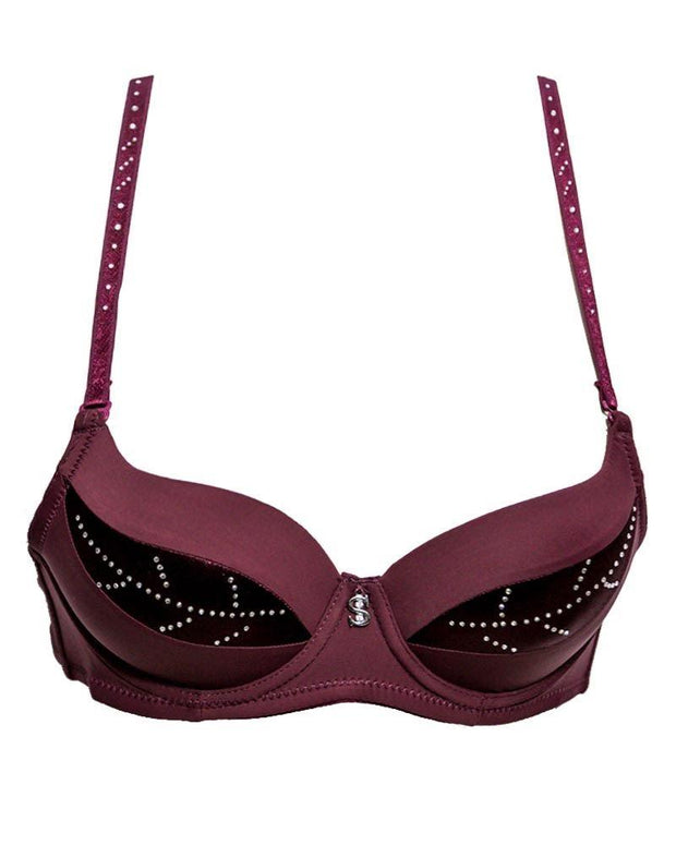 Fancy Bridal SH789 Diamond Maroon Bra- Single Padded,Under Wired Bra - By Sister Hood