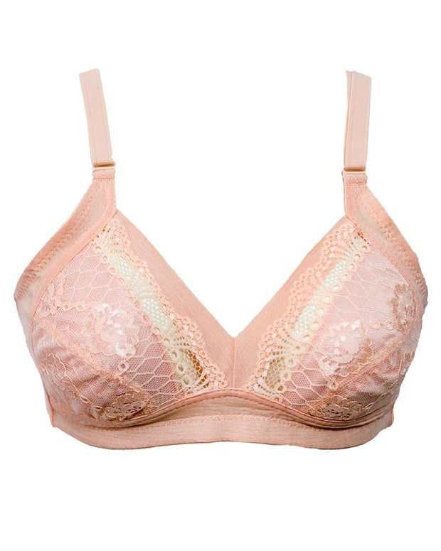 Net Thin Bra 2803 Pure Comfort Pink- Non Padded,Non Wired - Sha Fen Ya