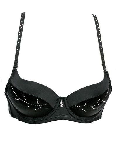 Fancy Bridal SH789 Diamond Black Bra- Single Padded,Under Wired Bra - By Sister Hood
