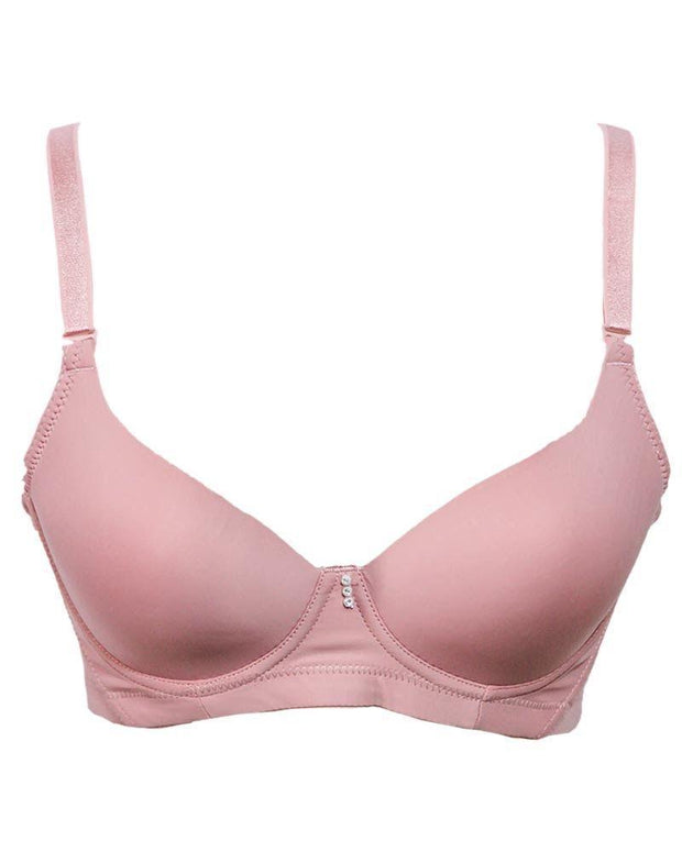 Stylish Foam Bra 8803 Pink - Single Padded,Under Wired Bra - By Runfeng
