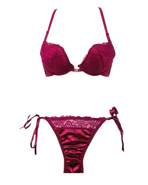 Front Open Pushup 8809 Red Bra Panty Set ,Single Padded Wired Bra - 902 MiMi