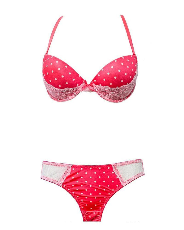 Victoria's Secret - Pushup Bra Panty Sets - Polka Dotted Lace Double Padded Bra