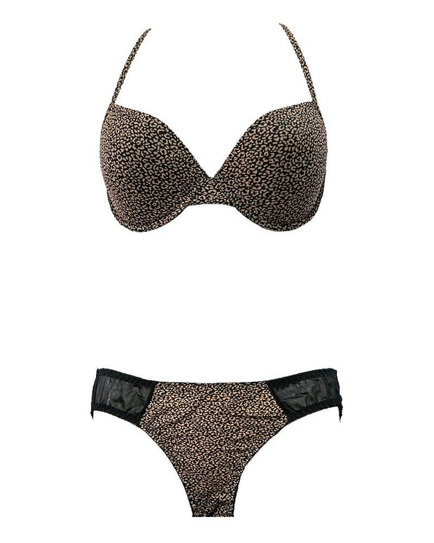 Victoria's Secret - Cheetah Printed Single Padded Pushup Bra And Panty Set