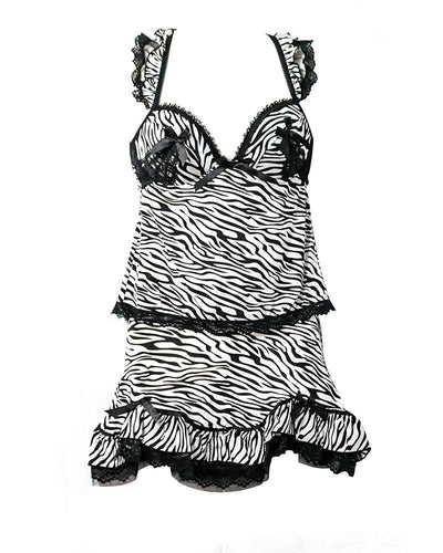 White Zebra Print Lace Short Nighty - New Flower Lingerie