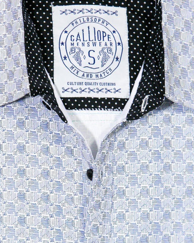 Stylish Printed Cotton Shirts for Men MS1006 Men's Dress Shirts Medium White