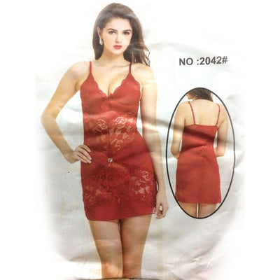 Red Sexy Short Style Nighty - MN - 2042 - Nighty - diKHAWA Online Shopping in Pakistan