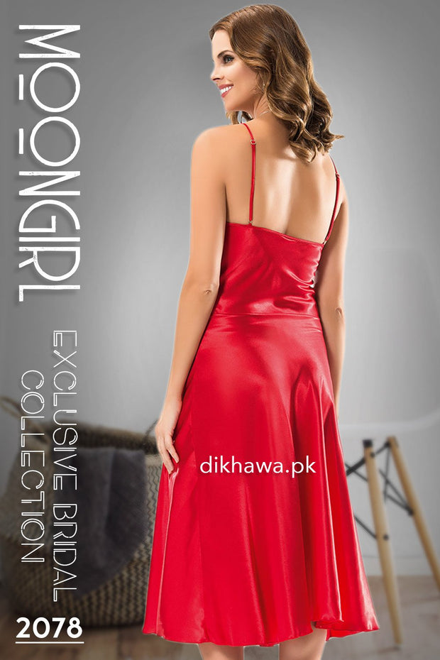 Moongirl - Exclusive Bridal Wedding Nightwear 2Pc Long Nighty Set with Robe 2078 - Turkish Brand