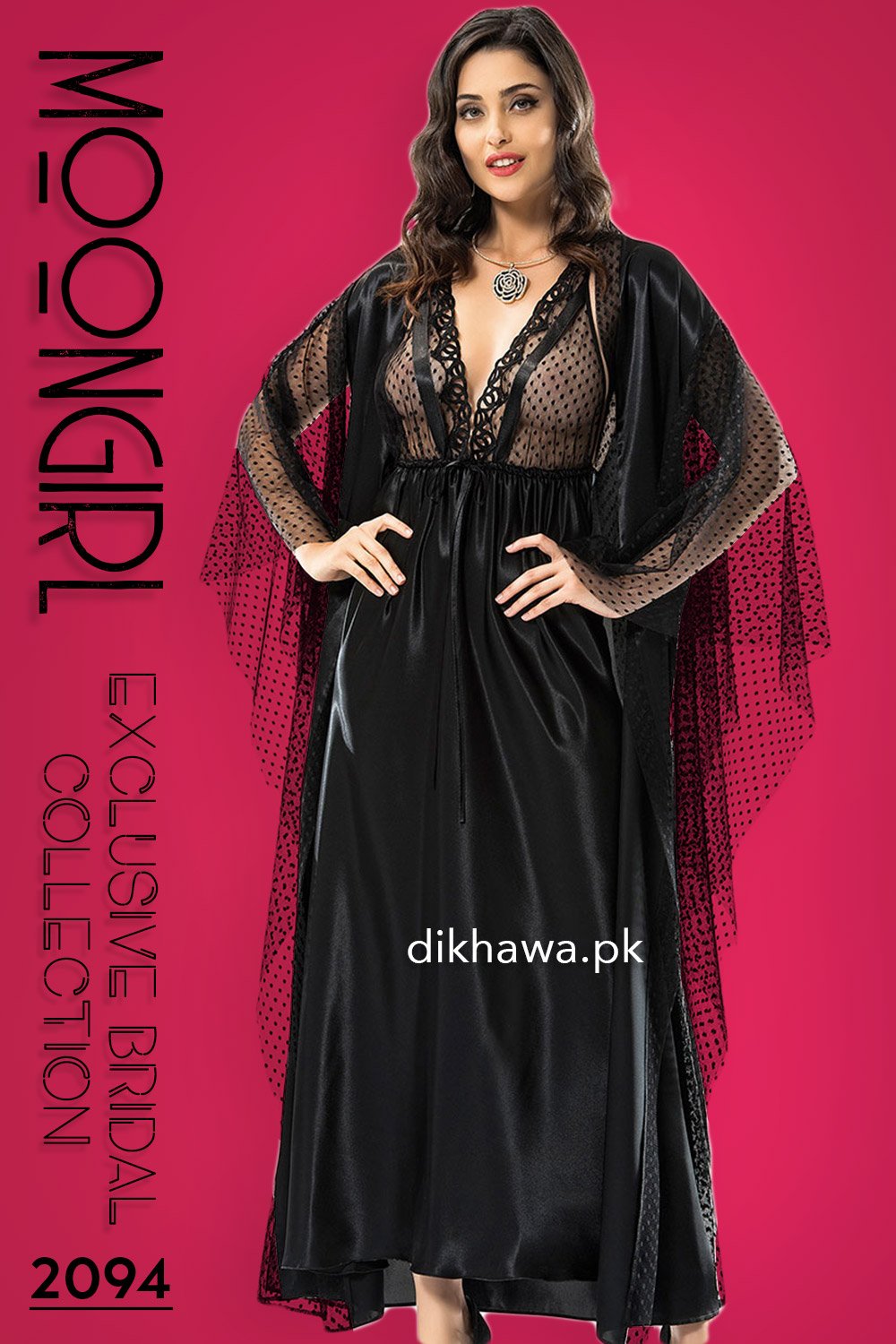 Moongirl Exclusive Bridal Wedding Nightwear 2Pc Long Nighty Set