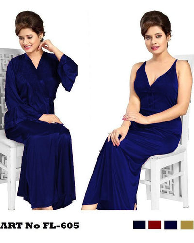 Flourish Nighty - FL-605 Silk Nighty Set - Silk Nightwear