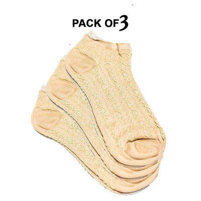 Pack of 3 Comfort Ladies Lace Socks - KL-23 - Ladies Socks - diKHAWA Online Shopping in Pakistan