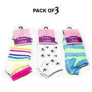 Pack of 3 Ladies Colorful Ankle Socks - KL-22 - Ladies Socks - diKHAWA Online Shopping in Pakistan