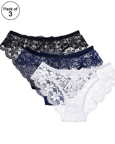 Pack of 3 - Sexy Summer Soft Cotton Net Panty For Ladies