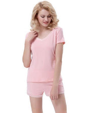 Pink Silk Top & Short With Piping - Cami-010