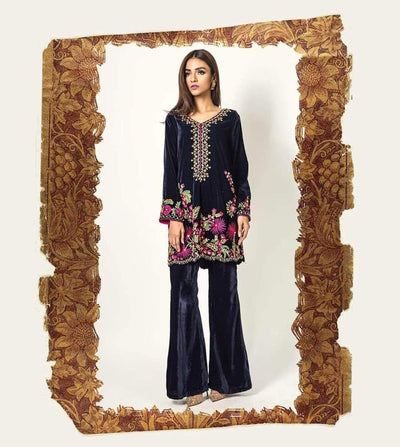 Mina Hasan Velvet & Net Dresses - Embroidered Net Dupatta - Replica - Unstitched