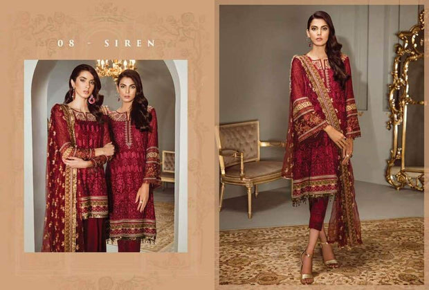 Baroque Chiffon Dresses - Embroidered Chiffon Dupatta - Replica - Unstitched