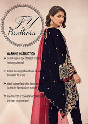 Riffat & Sana Velvet Dresses - Embroidered Net Dupatta - Replica - Unstitched