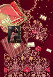 Annus Abrar Velvet & Net Dresses - Embroidered Net Dupatta - Replica - Unstitched