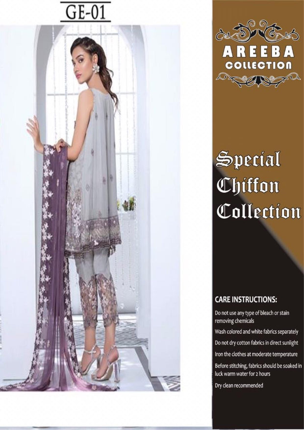 Gulaal Chiffon Dresses - Embroidered Chiffon Dupatta - Replica - Unstitched