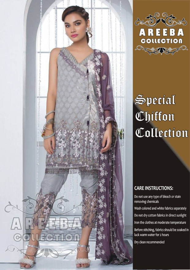 Gulaal Chiffon Dresses - Embroidered Chiffon Dupatta - Replica - Unstitched