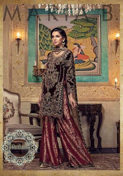 Maria B Chiffon Dresses - Embroidered Chiffon Dupatta - Replica - Unstitched