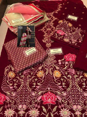 Annus Abrar Velvet & Net Dresses - Embroidered Net Dupatta - Replica - Unstitched