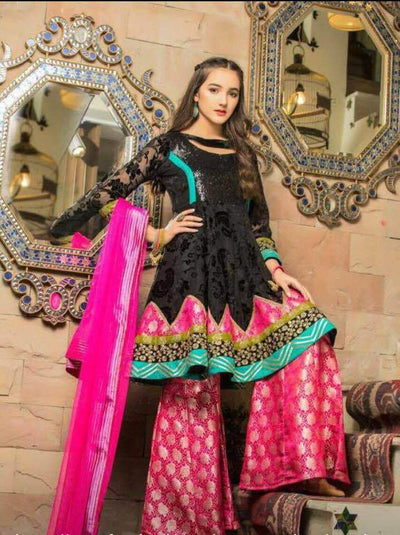 Maria B Chiffon Dresses - Embroidered Chiffon Dupatta - Replica - Unstitched