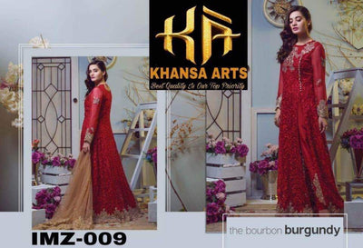 Imrozia Chiffon Dresses - Embroidered Net Dupatta - Replica - Unstitched