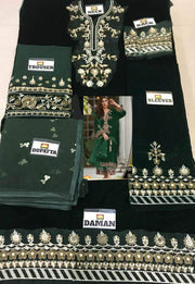 Sana Abbas Velvet Dresses - Embroidered Net Dupatta - Replica - Unstitched