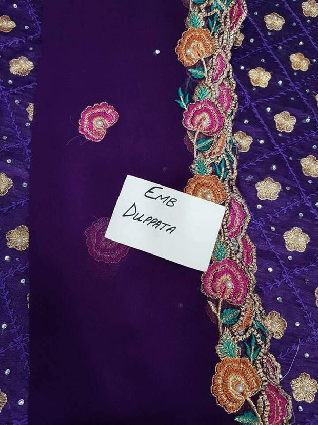 Annus Abrar Organza & Chiffon Dresses - Embroidered Chiffon Dupatta - Replica - Unstitched