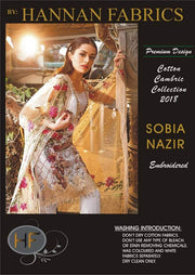 Sobia Nazir Cambric Cotton Dresses - Embroidered Chiffon Dupatta - Replica - Unstitched