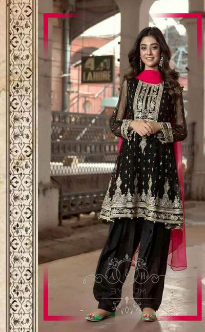 Maria B Chiffon Dresses - Embroidered Chiffon Dupatta - Replica - Unstitched