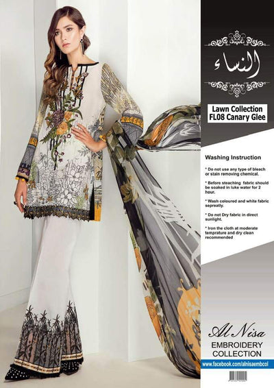 Baroque Lawn Dresses - Embroidered Chiffon Dupatta - Replica - Unstitched