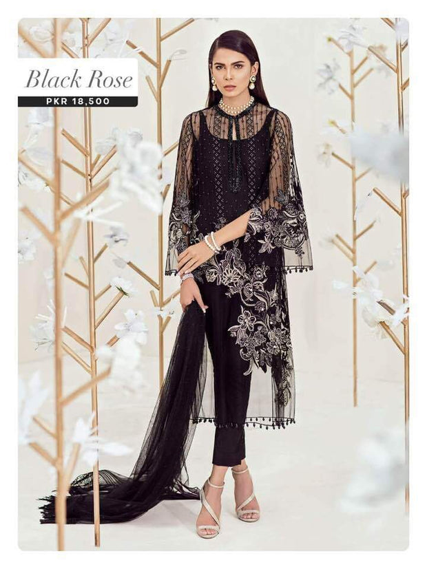 Party Wear Chiffon Dresses - Embroidered Net Dupatta - Replica - Unstitched