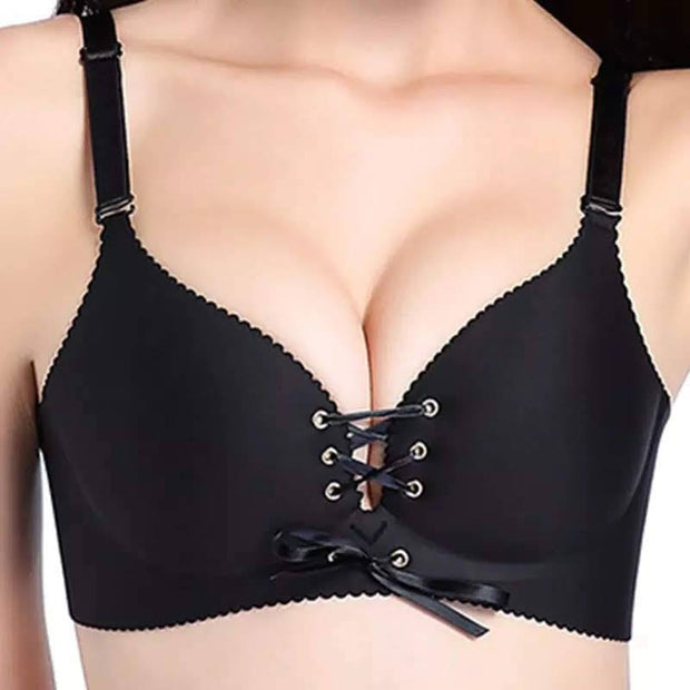 Sexy Push Up Figure Maintain Bra - Wide Strip - Black Double Padded Bra