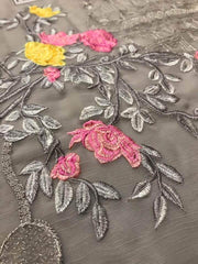 Serene Chiffon Dresses - Embroidered Chiffon Dupatta - Replica - Unstitched