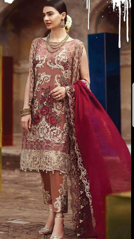 Imrozia Chiffon Dresses - Embroidered Chiffon Dupatta - Replica - Unstitched