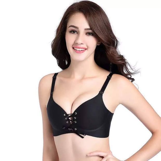 Sexy Push Up Figure Maintain Bra - Wide Strip - Black Double Padded Bra