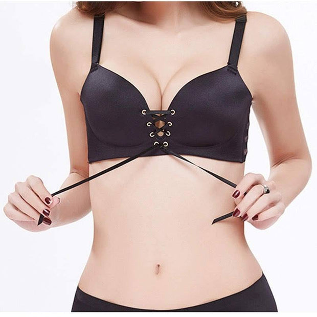 Sexy Push Up Figure Maintain Bra - Wide Strip - Black Double Padded Bra