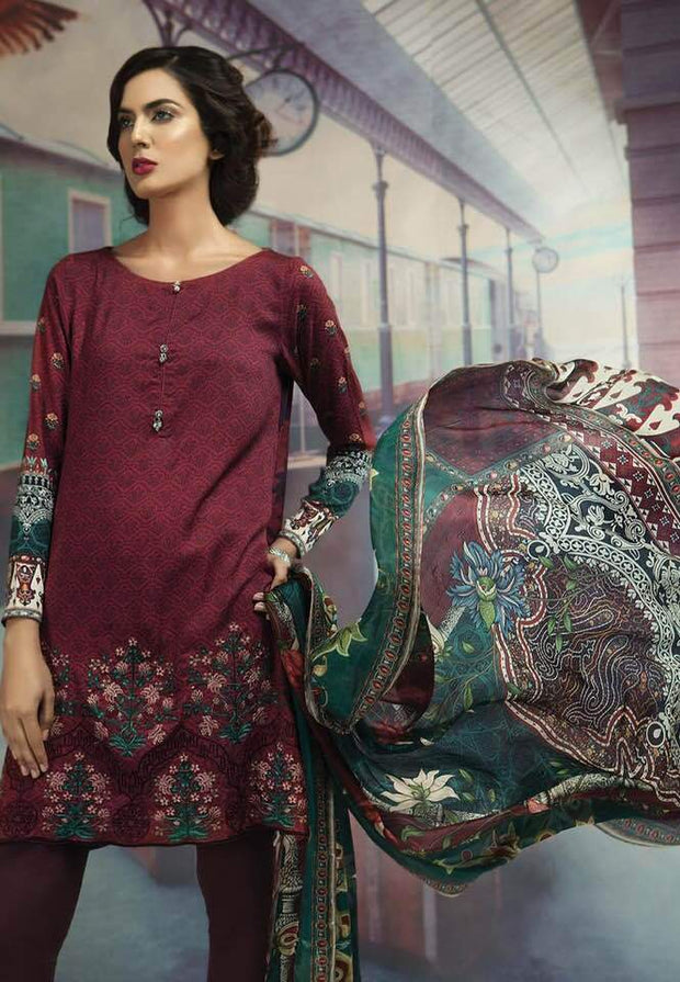 Maria B Linen Dresses - Embroidered Printed Dupatta - Replica - Unstitched