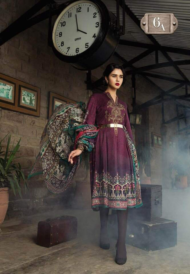 Maria B Linen Dresses - Embroidered Printed Dupatta - Replica - Unstitched